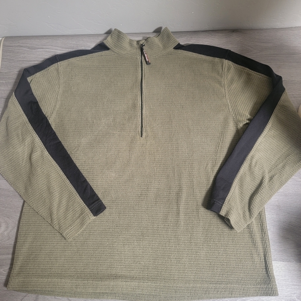 Vintage LL Bean Green Pullover Sweater Size XL Top‎ Honeycomb Lightweight USA